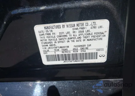 2018 Infiniti Q50 2.0T Pure from USA, damaged, VIN JN1CV7AP7JM400198